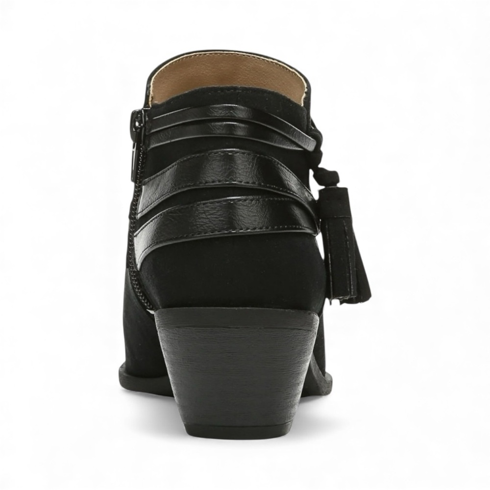 LifeStride Paloma Faux Suede Western Ankle Boots Zipper Black 9.5W Wide NEW - Picture 8 of 15